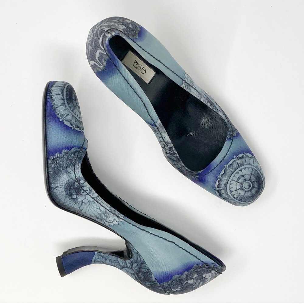 Prada Blue Satin Pumps